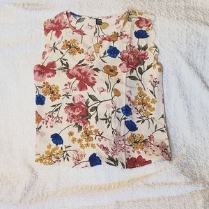 Shein cream & floral blouse, size Lg- 8/10